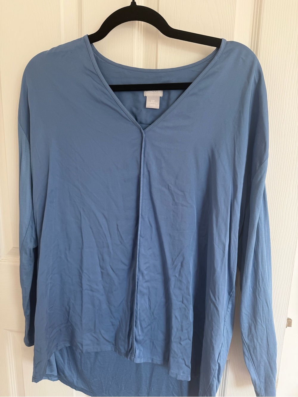 Chico's Sky Blue V-Neck Long Sleeve Blouse